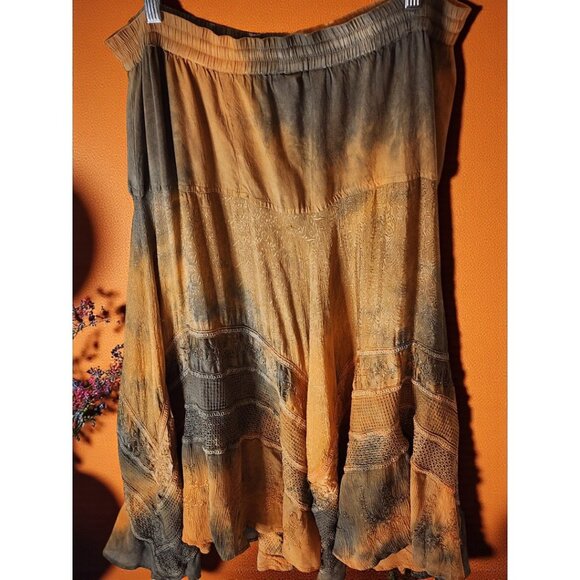Mamta Boho Maxi Skirt – Tie-Dye One Size Rayon India Made Festival Vibe - Picture 4 of 9